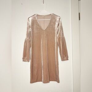 MADEWELL CHAMPAGNE VELOUR LONG SLEEVE MINI DRESS SZ XXS